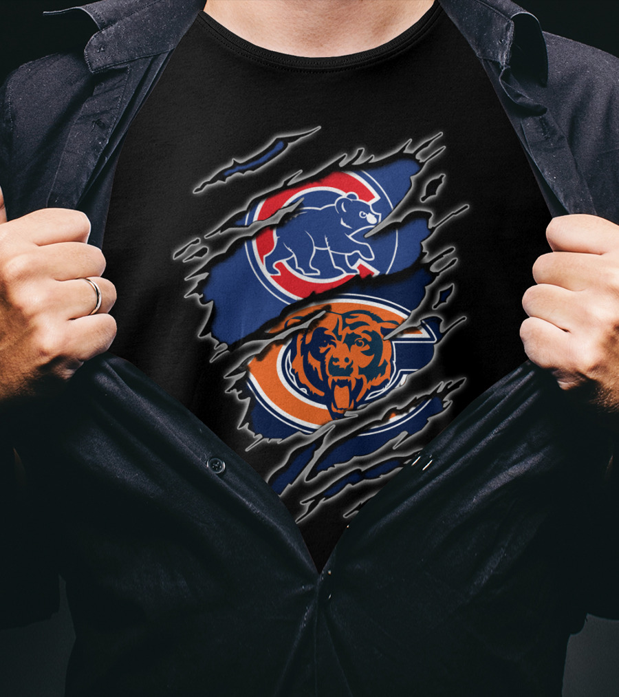 Chicago Cubs Bears Split Logo Design For Fans T-Shirt