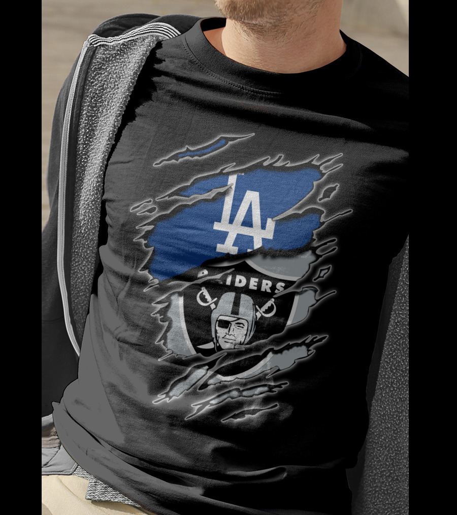 Los Angeles Dodgers Raiders Fan Mashup T-Shirt