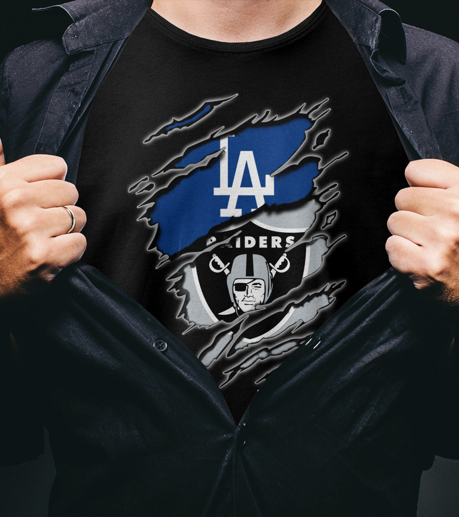 Los Angeles Dodgers Raiders Fan Mashup T-Shirt