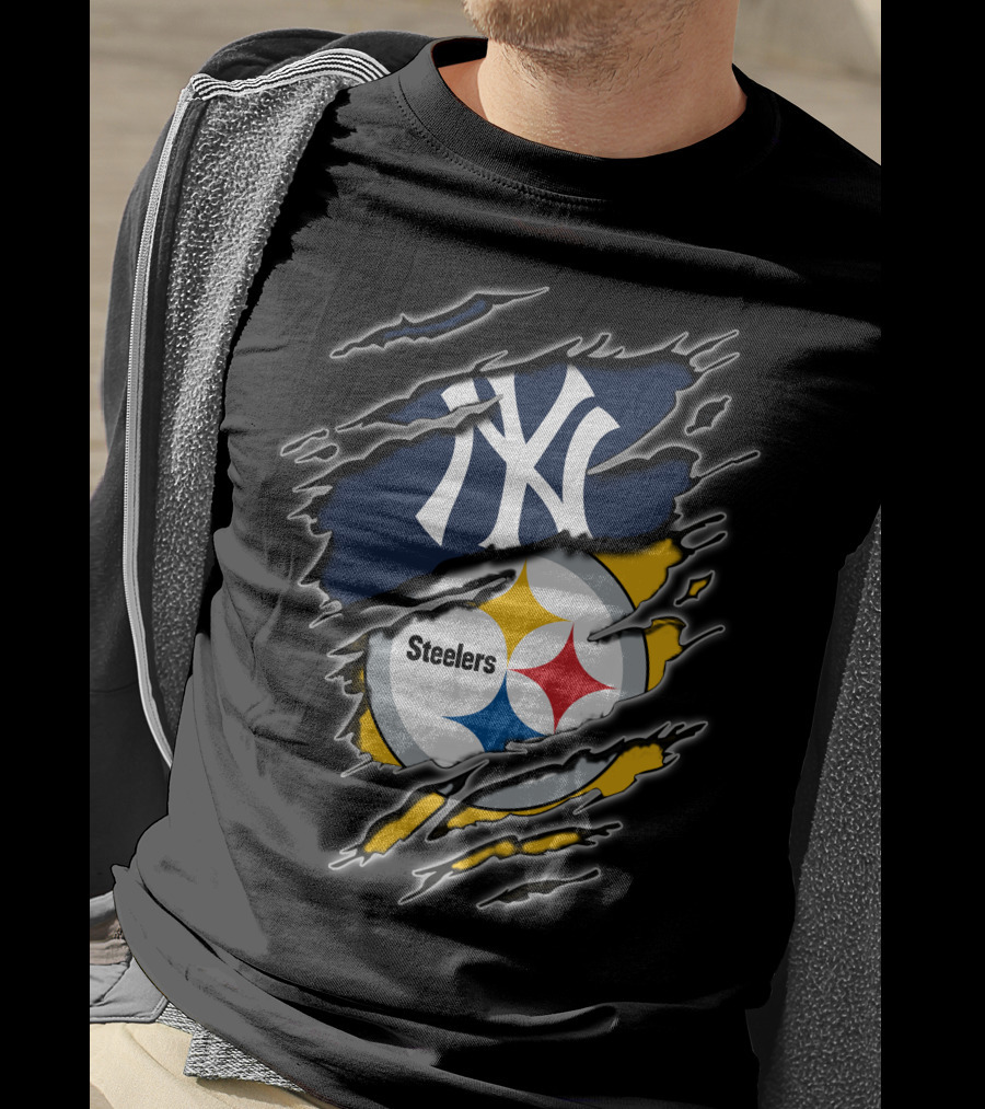New York Yankees Pittsburgh Steelers Fan Fusion T-Shirt