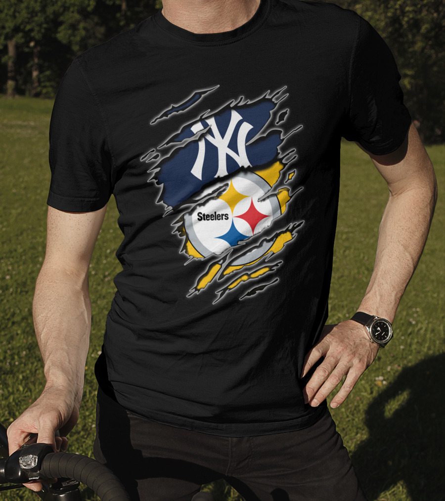 New York Yankees Pittsburgh Steelers Fan Fusion T-Shirt