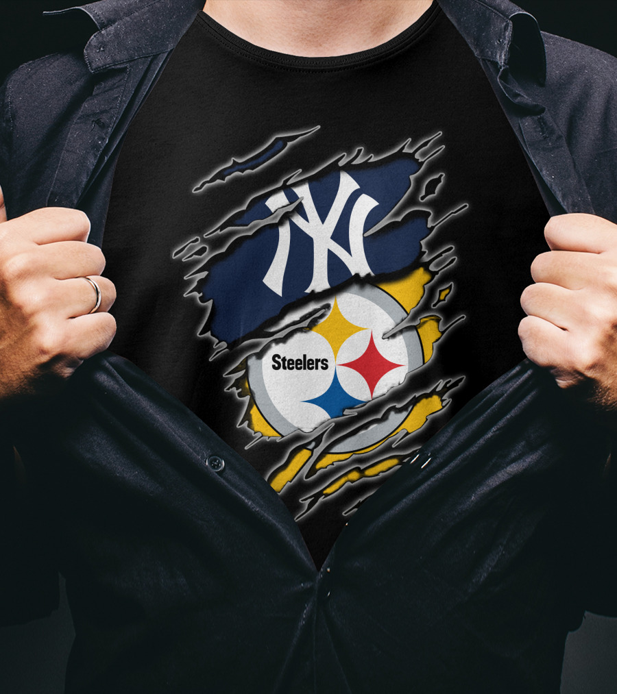 New York Yankees Pittsburgh Steelers Fan Fusion T-Shirt