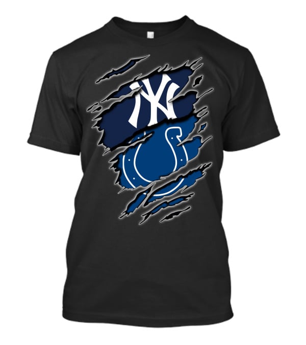 Yankees Colts Fan Crossover Claw Marks T-Shirt