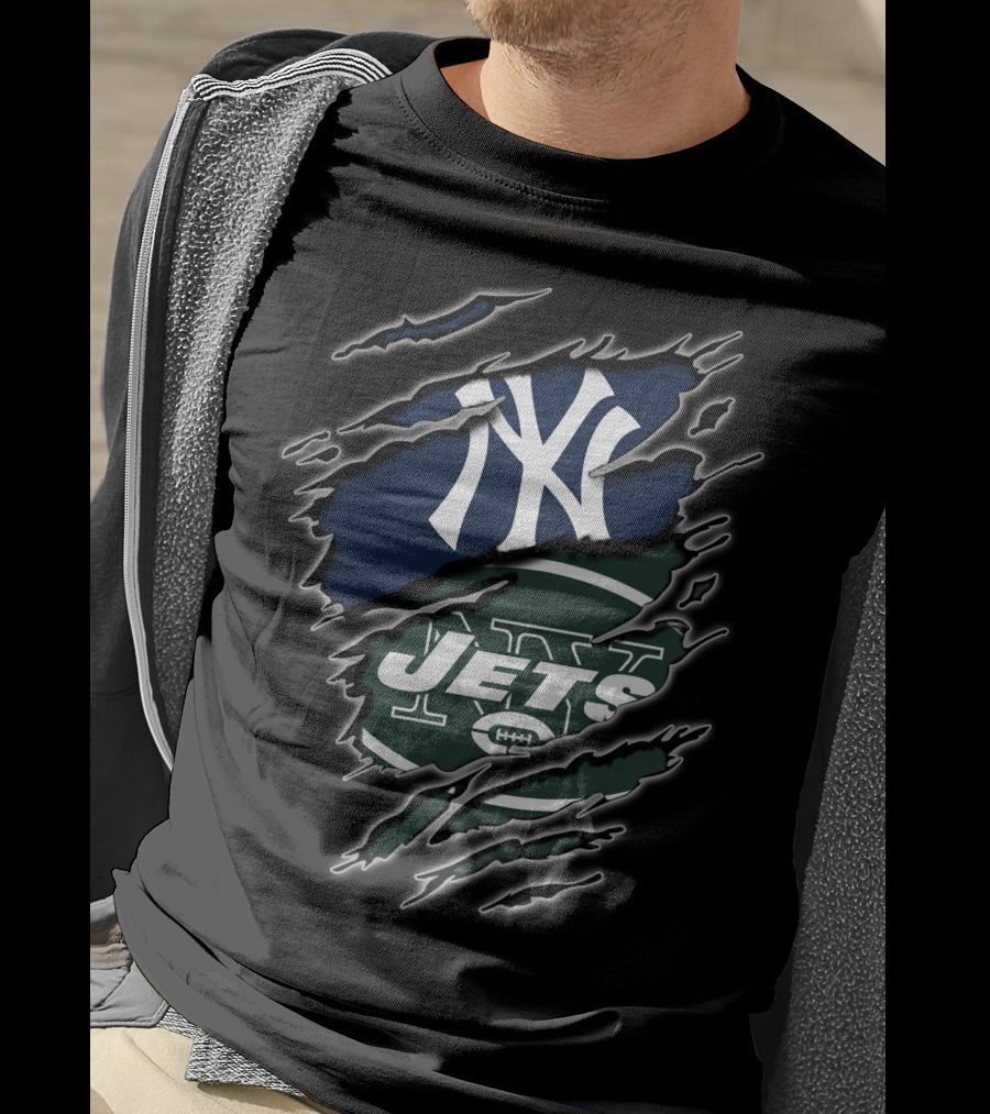 New York Yankees New York Jets Fan Dual Loyalty T-Shirt