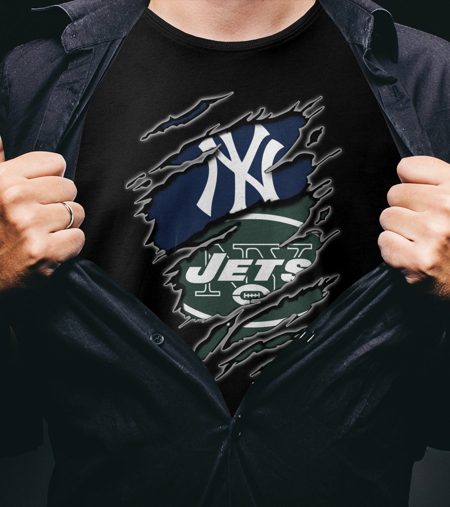 New York Yankees New York Jets Fan Dual Loyalty T-Shirt