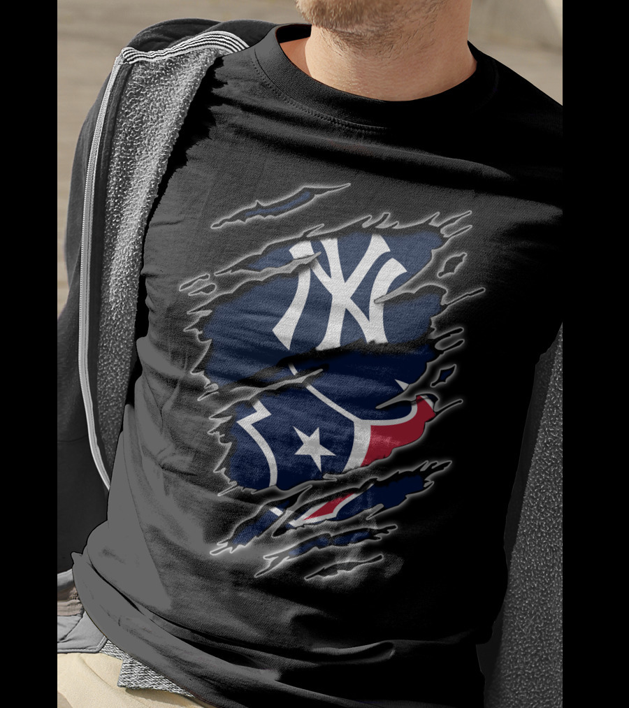 New York Yankees Houston Texans Fans T-Shirt