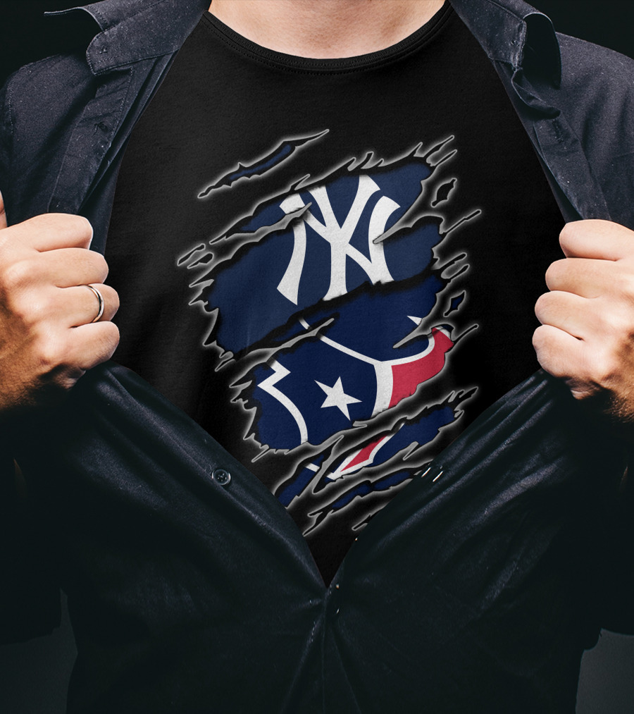 New York Yankees Houston Texans Fans T-Shirt