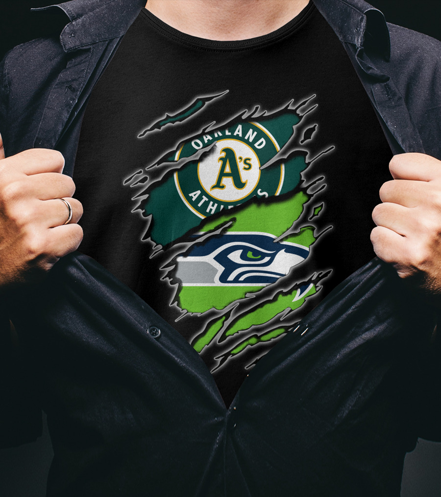Oakland Athletics Seattle Seahawks Fan Crossover T-Shirt
