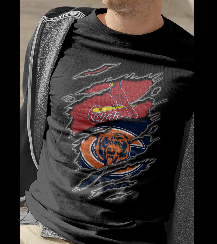 Cardinals Bears Fan Dual Loyalty Claw Marks T-Shirt