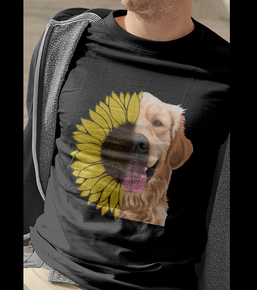 Golden Retriever And Sunflower Harmony T-Shirt