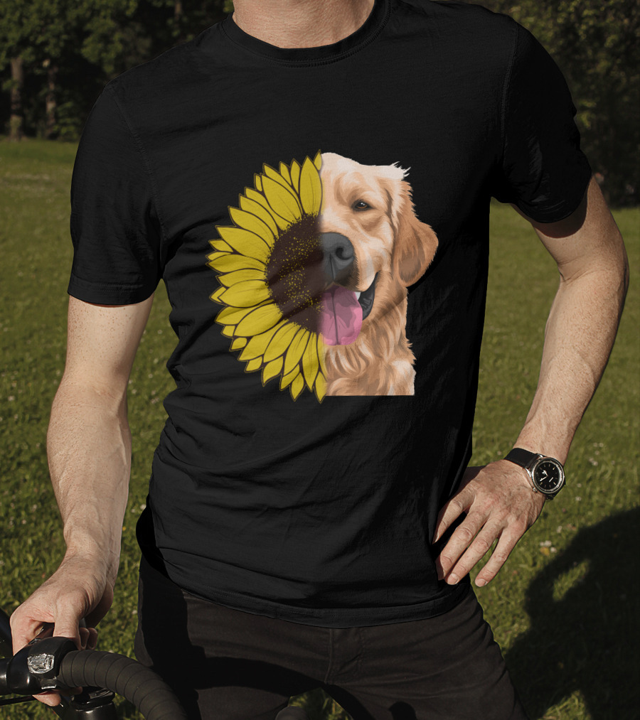 Golden Retriever And Sunflower Harmony T-Shirt