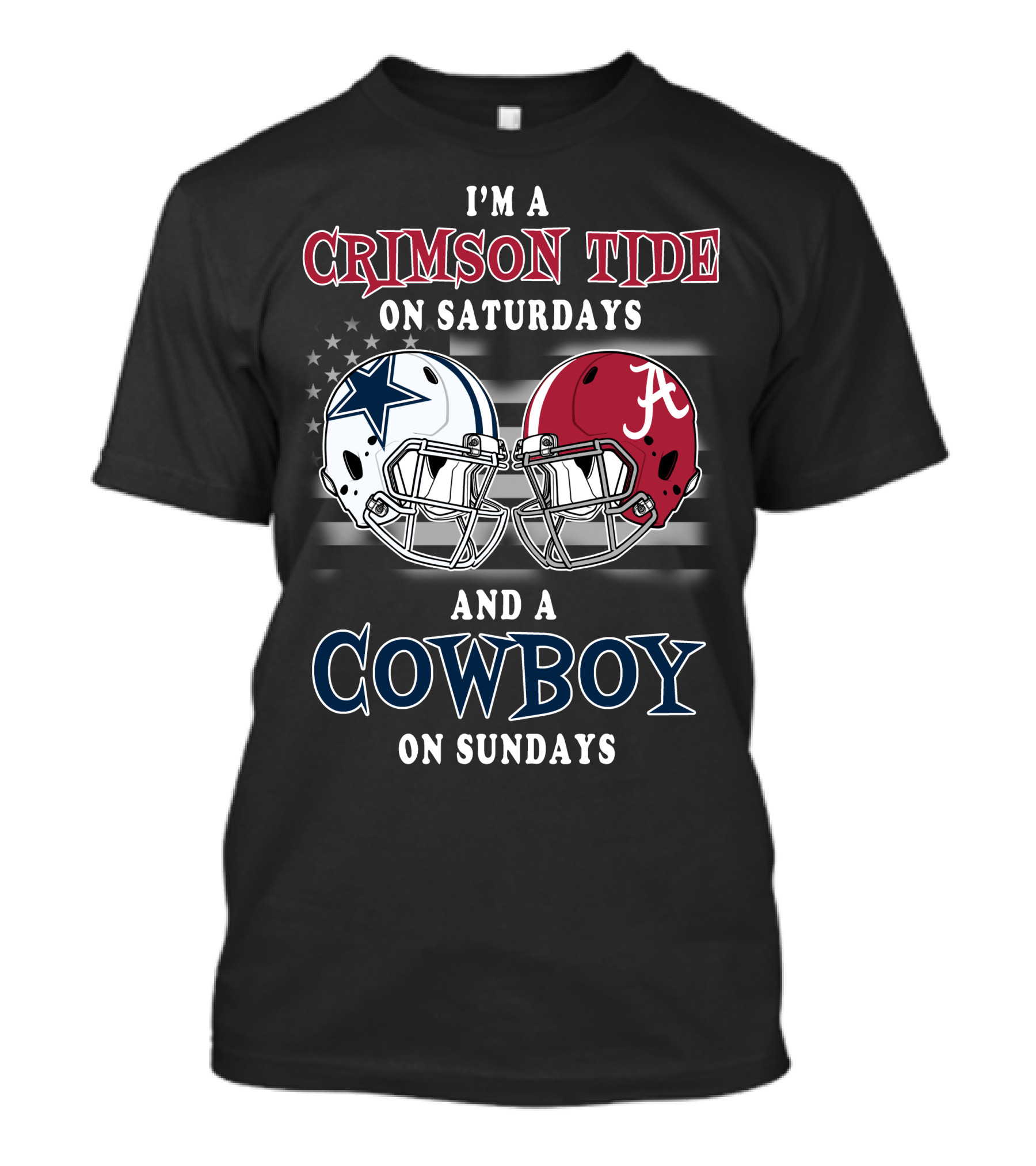 Crimson Tide Saturdays Cowboy Sundays Football Helmets Stars Stripes T-Shirt