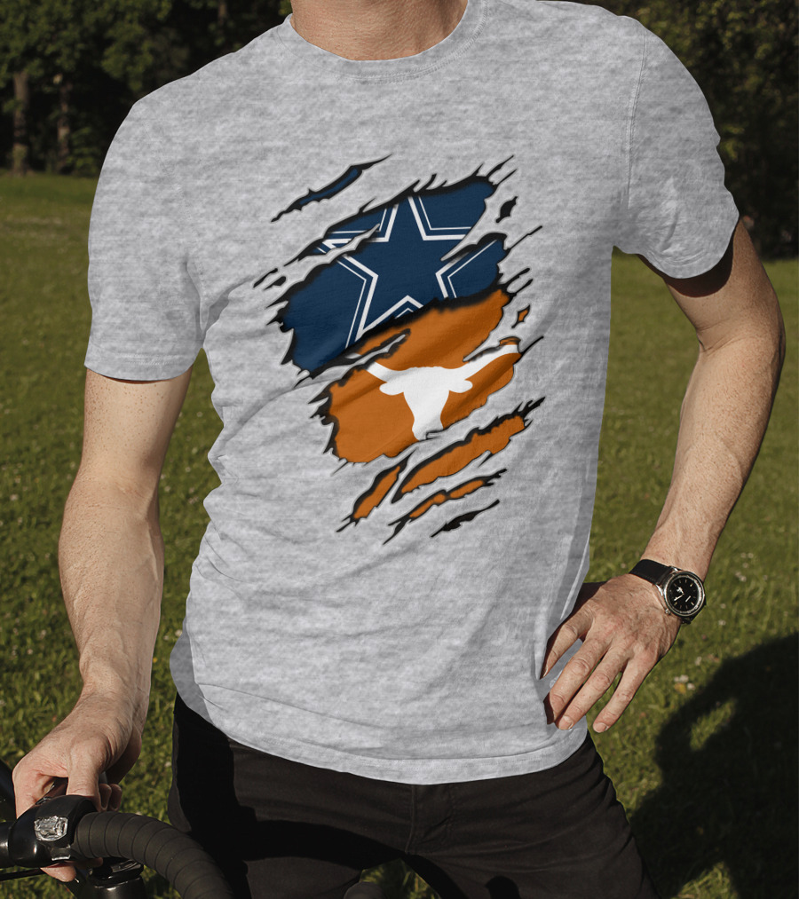 Cowboys Longhorns Star And Bull Texas Pride T-Shirt