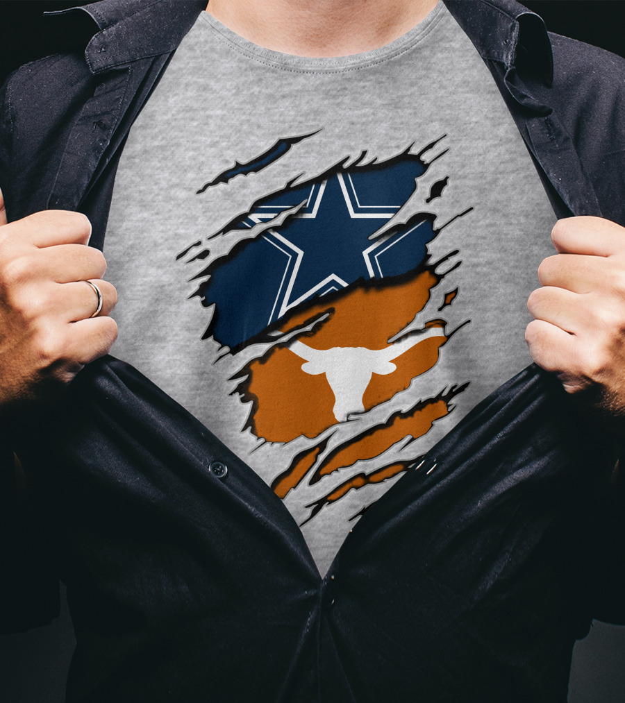 Cowboys Longhorns Star And Bull Texas Pride T-Shirt