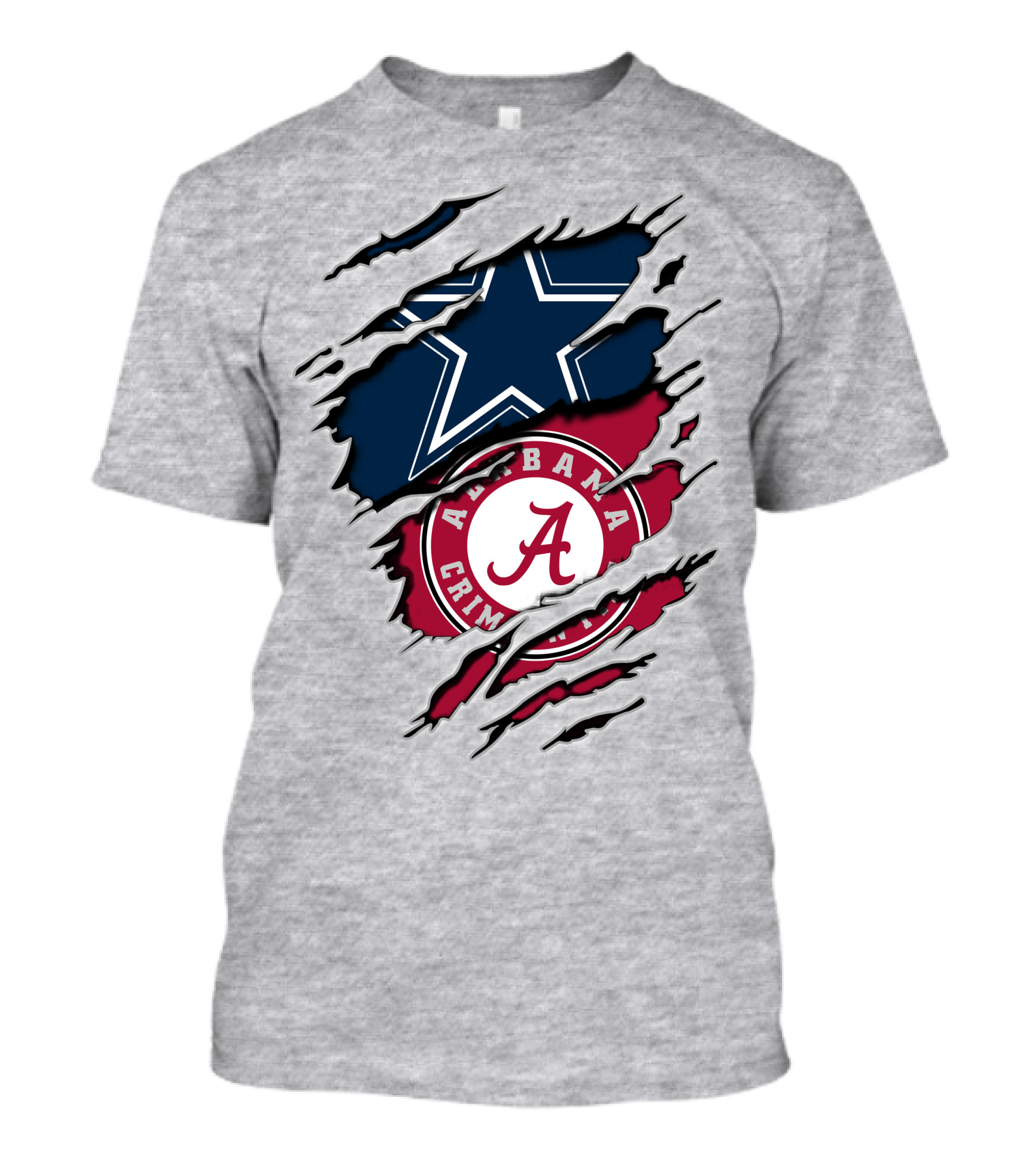 Cowboys Star And Alabama Crimson Tide Logo Torn Layers T-Shirt