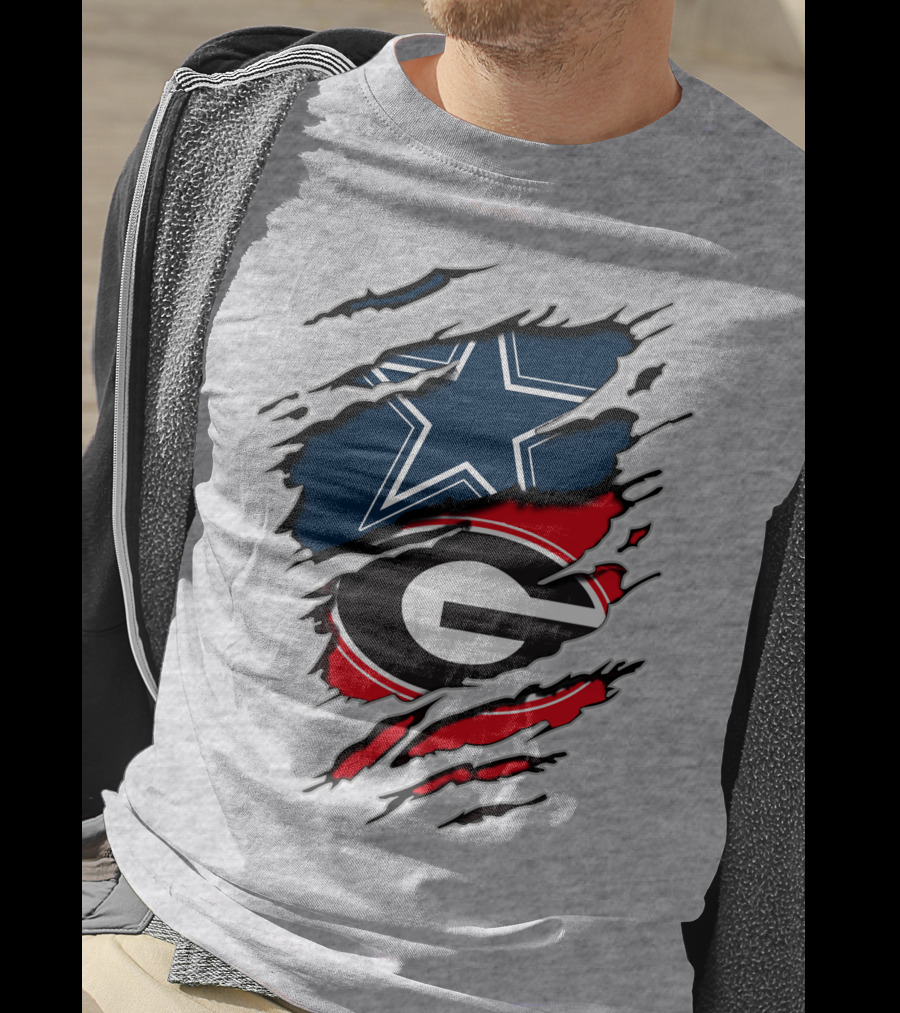 Dallas Cowboys Georgia Bulldogs Torn Flag T-Shirt