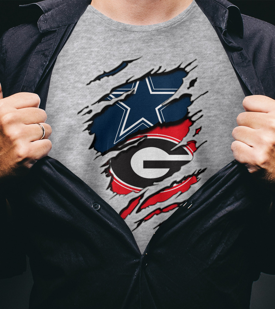 Dallas Cowboys Georgia Bulldogs Torn Flag T-Shirt