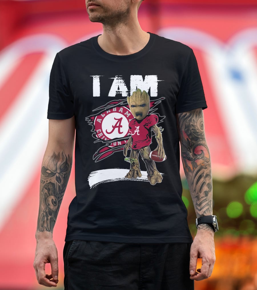 I Am Alabama Crimson Tide Football Fan Groot T-Shirt