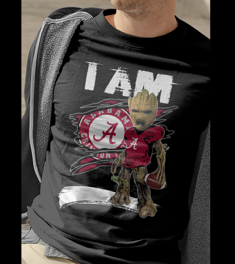 I Am Alabama Crimson Tide Football Fan Groot T-Shirt