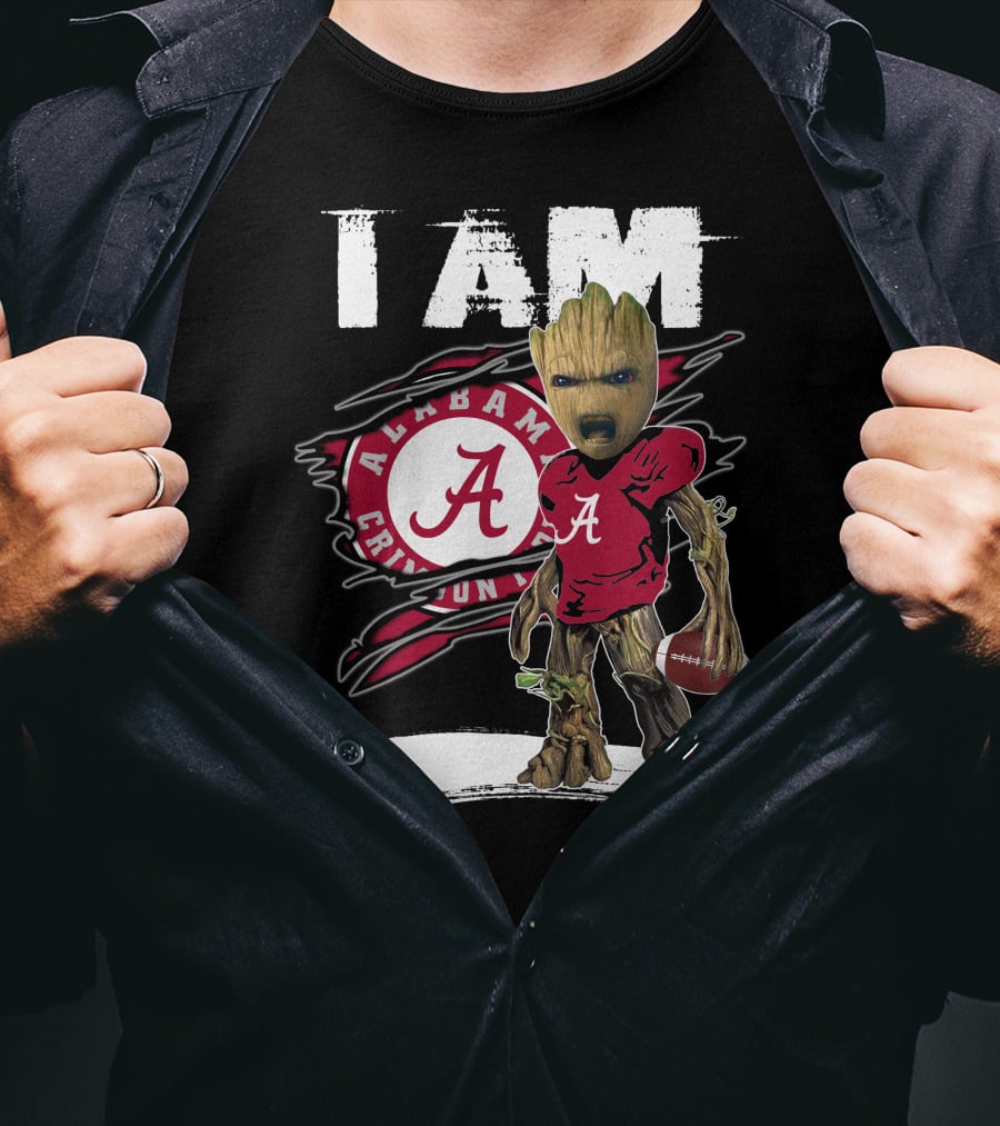I Am Alabama Crimson Tide Football Fan Groot T-Shirt