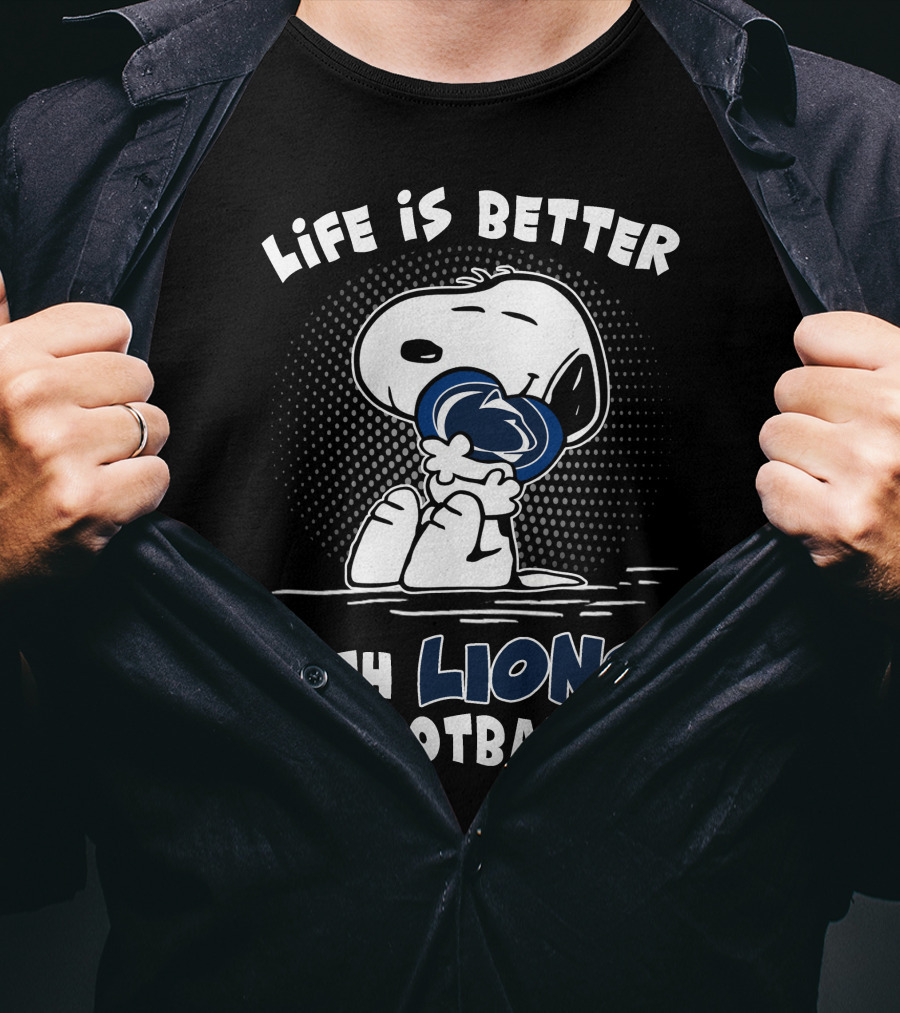 Life Is Better With Lions Football T-Shirt
