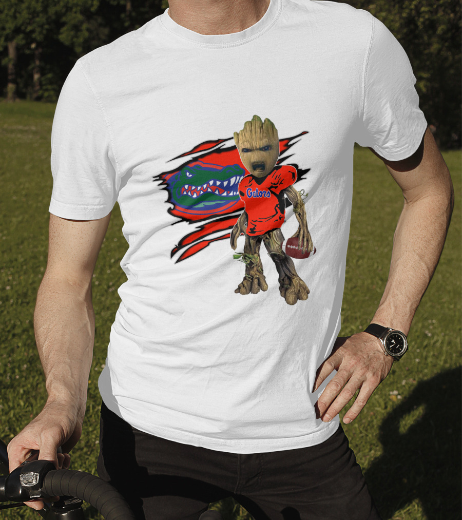I Am Gators Fan's Football Groot With Alligator T-Shirt
