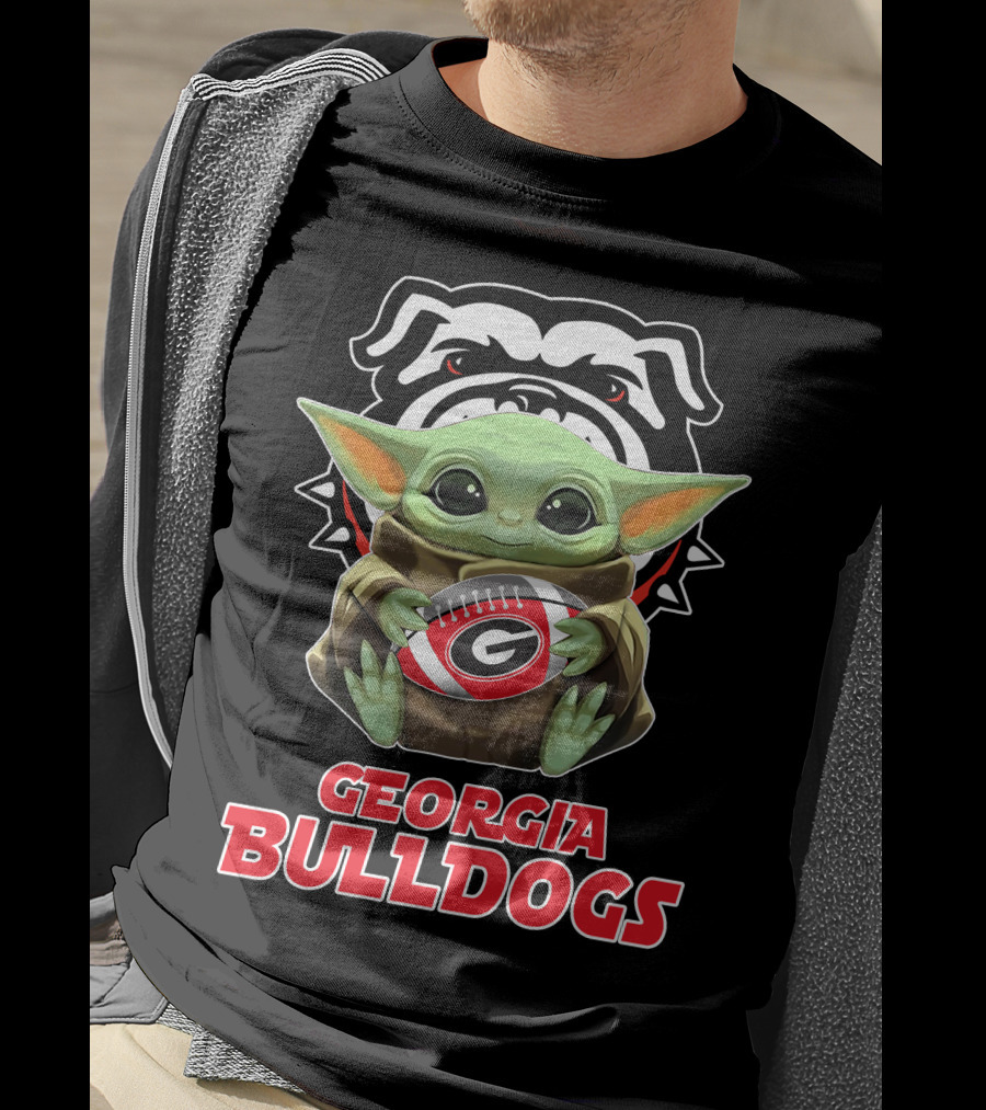 Georgia Bulldogs Baby Yoda Fan Football T-Shirt
