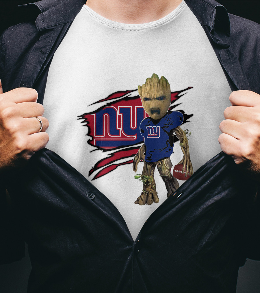 I Am Groot New York Giants Football Fan Mashup T-Shirt