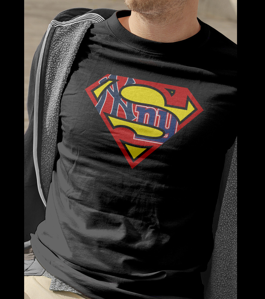 Yankees Giants Superman Logo Mashup T-Shirt