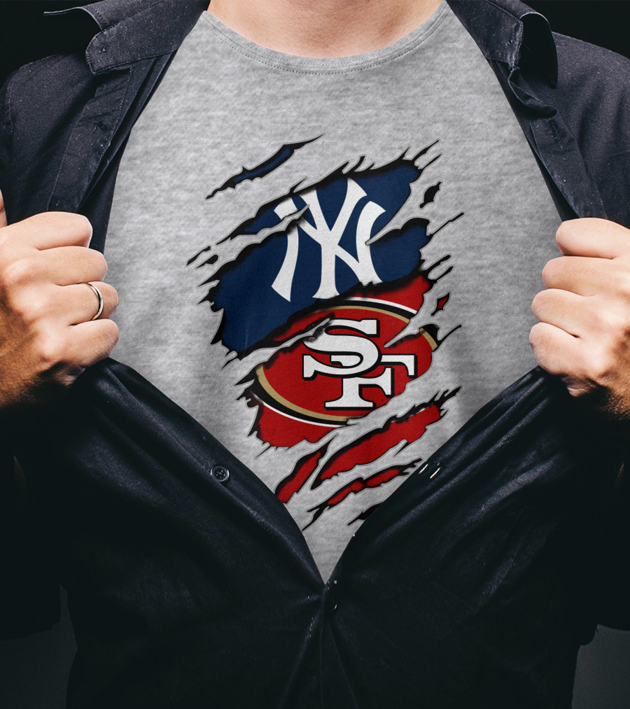 Yankees 49Ers NY SF Sports Logo Mashup T-Shirt