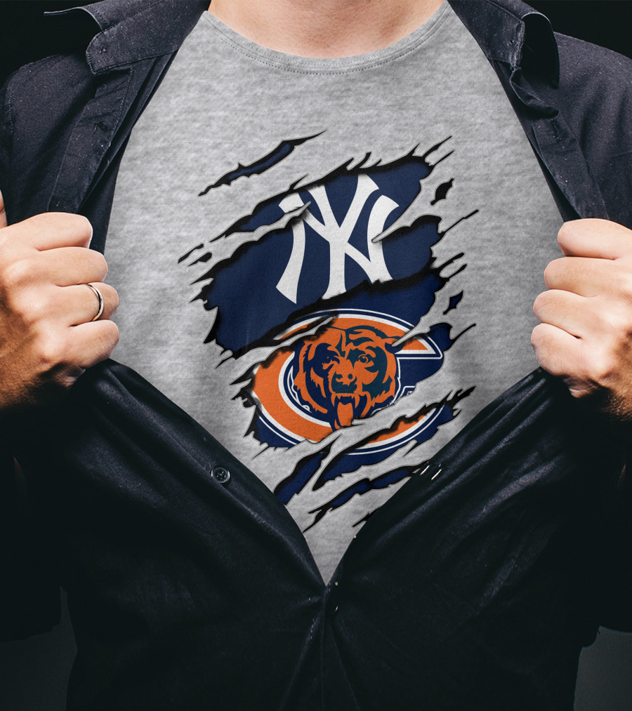 Yankees Logo And Chicago Bears Emblem Combination T-Shirt