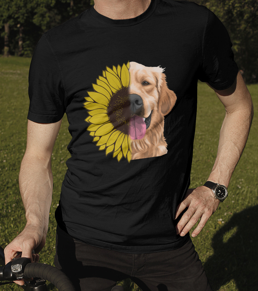 Golden Retriever Half Sunflower Face T-Shirt