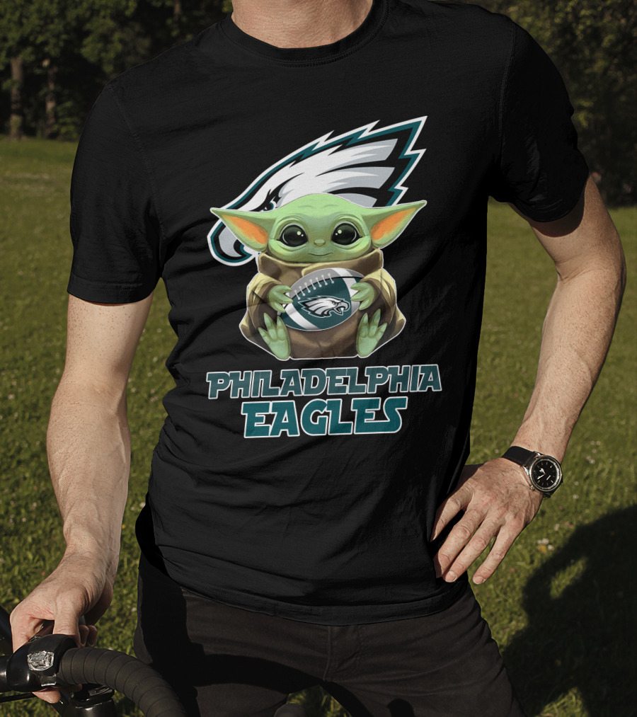 Philadelphia Eagles Baby Yoda Football T-Shirt