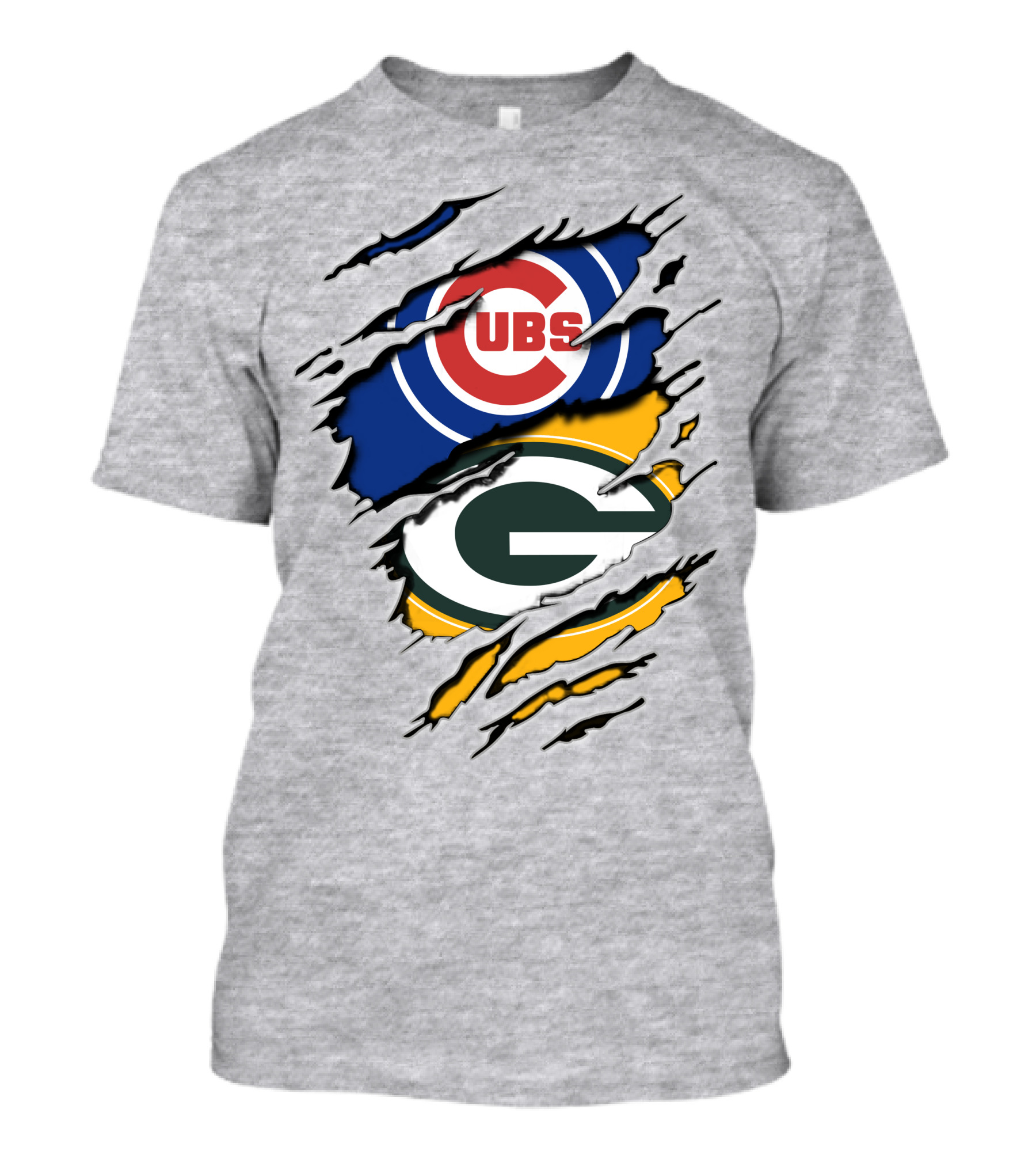Cubs Packers Torn Logo Crossover T-Shirt