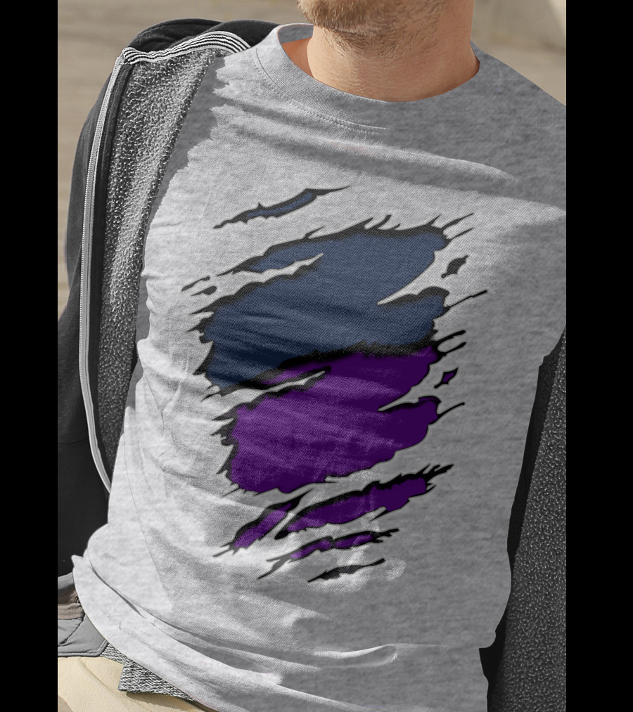 Yan Vik Blue And Purple Claw Marks T-Shirt
