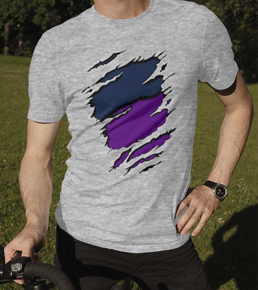Yan Vik Blue And Purple Claw Marks T-Shirt