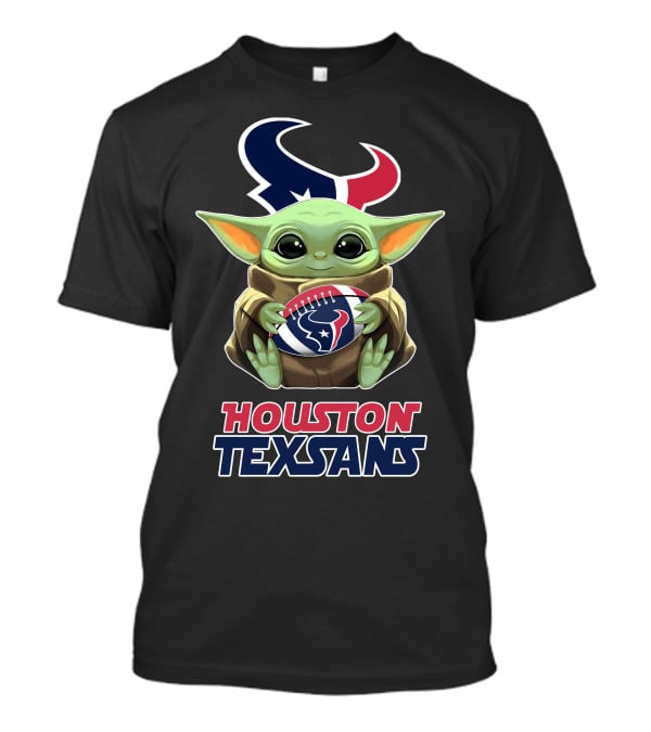 Houston Texans Baby Yoda Holding Football T-Shirt