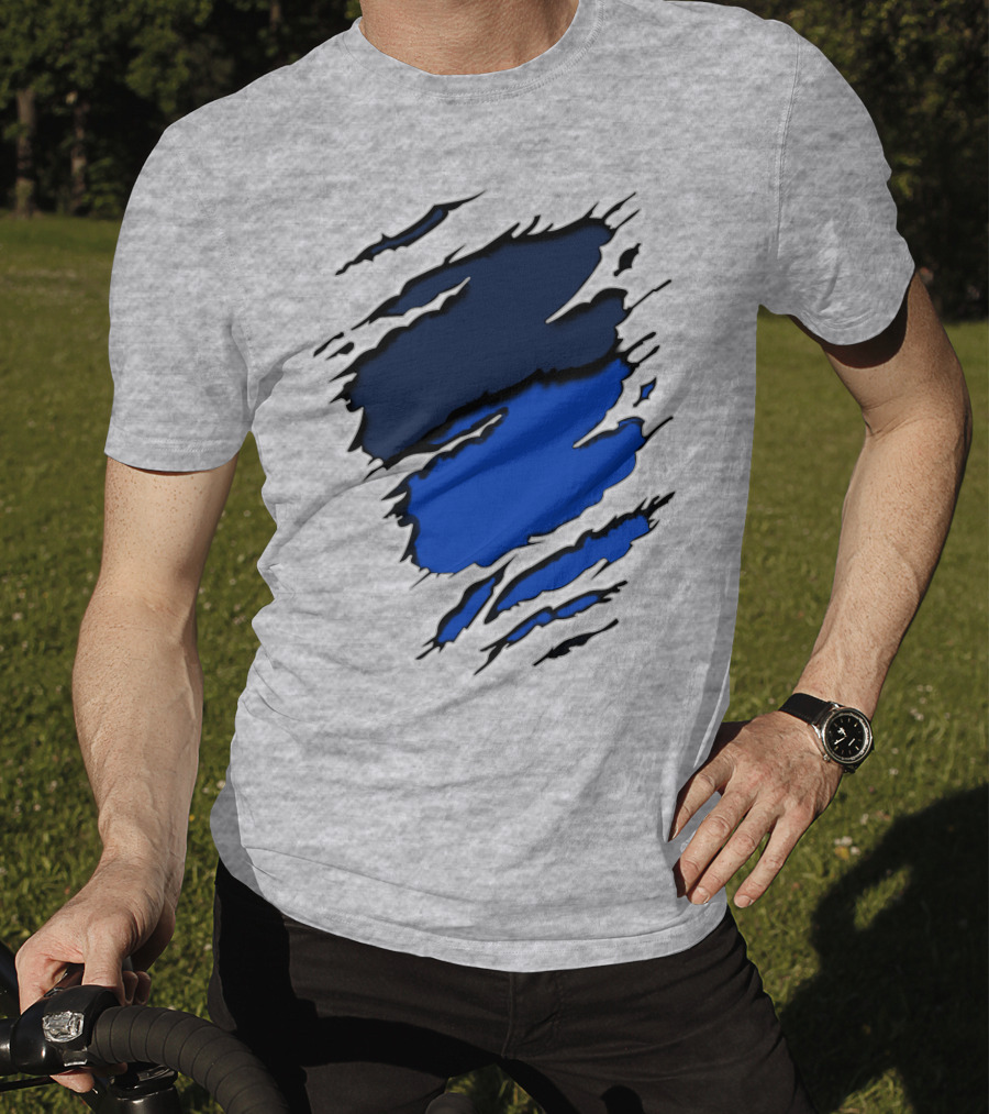 Broncos Yan Blue And Navy Claw Mark T-Shirt