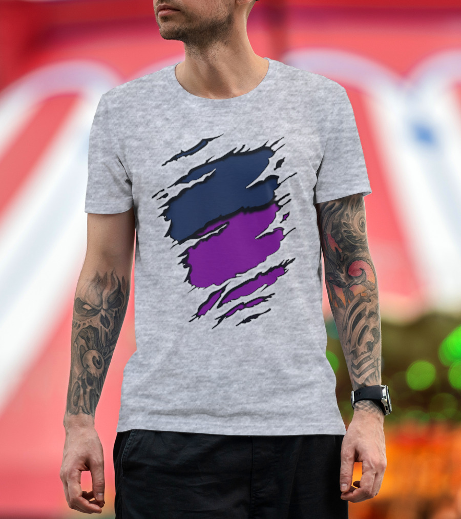 Viking Yawn Purple and Navy Claw Marks T-Shirt