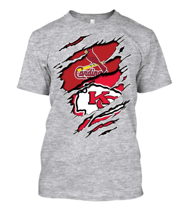 Cardinals And Chiefs Logo Rip T-Shirt