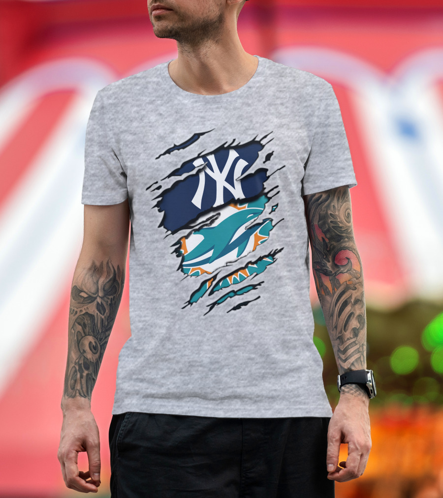 Yankees Dolphins Logo Mashup T-Shirt