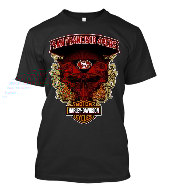 San Francisco 49ers Harley Davidson Motorcycles Skull T-Shirt