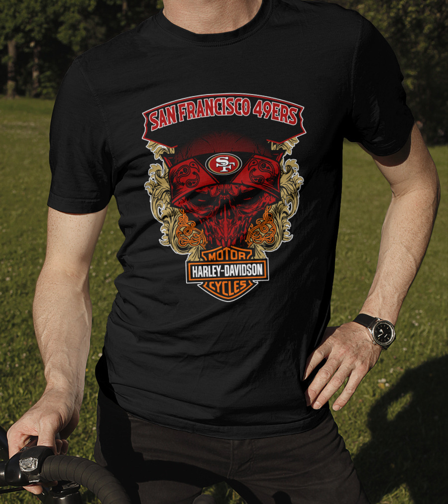 San Francisco 49ers Harley Davidson Motorcycles Skull T-Shirt