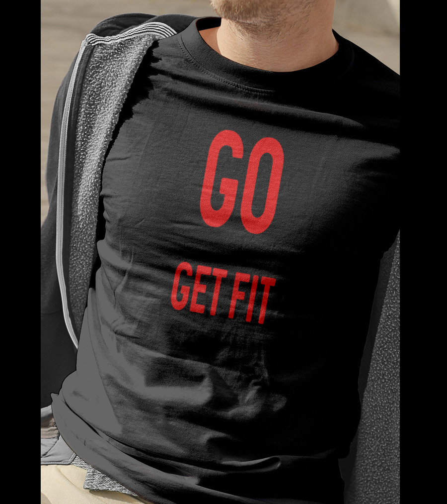 GO GET FIT Barbell Stars Fitness Motivation T-Shirt