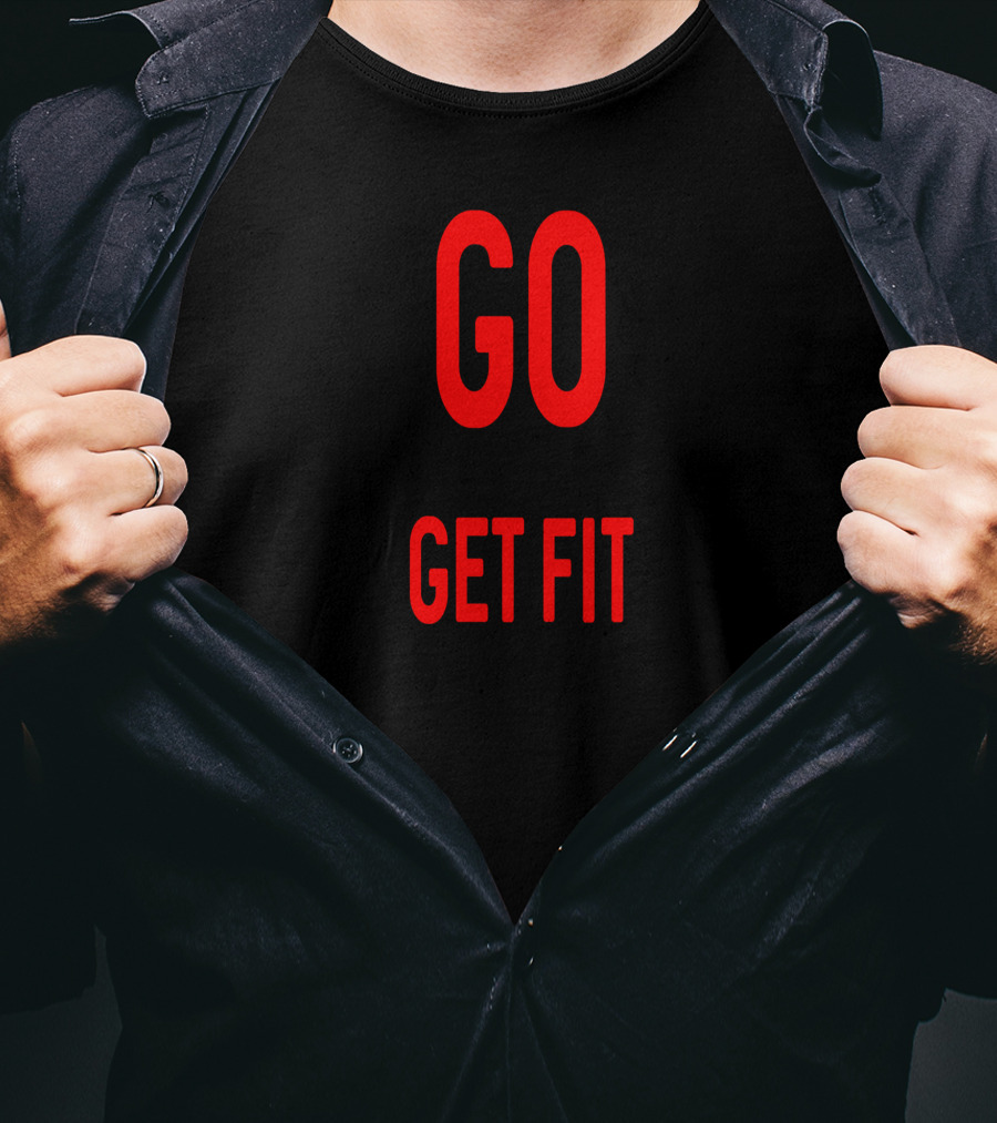 GO GET FIT Barbell Stars Fitness Motivation T-Shirt