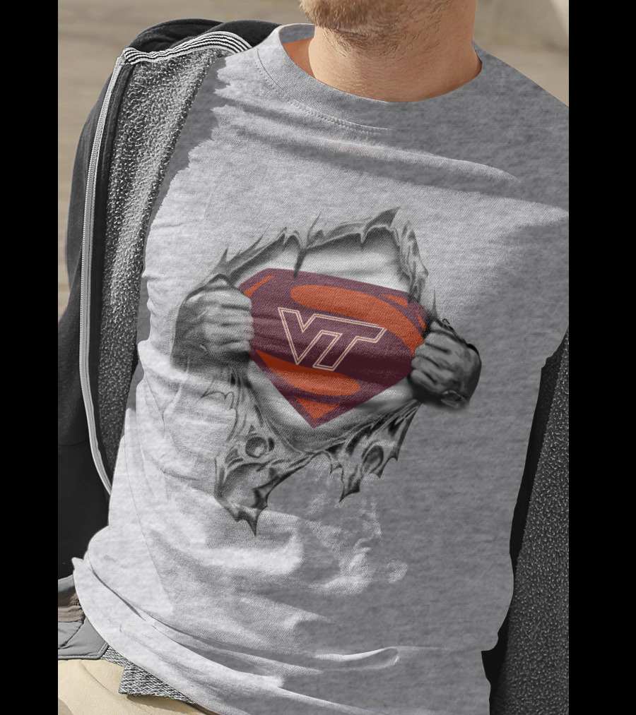 VT Hokies Superhero Logo Tear T-Shirt