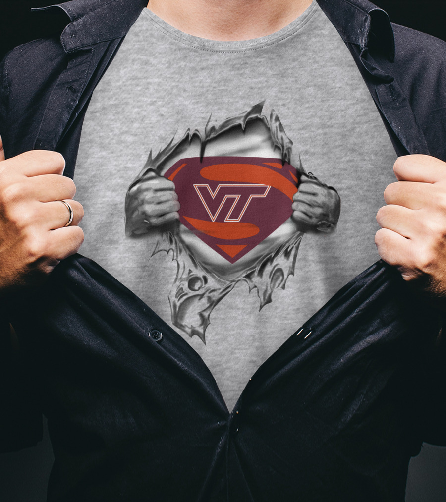 VT Hokies Superhero Logo Tear T-Shirt