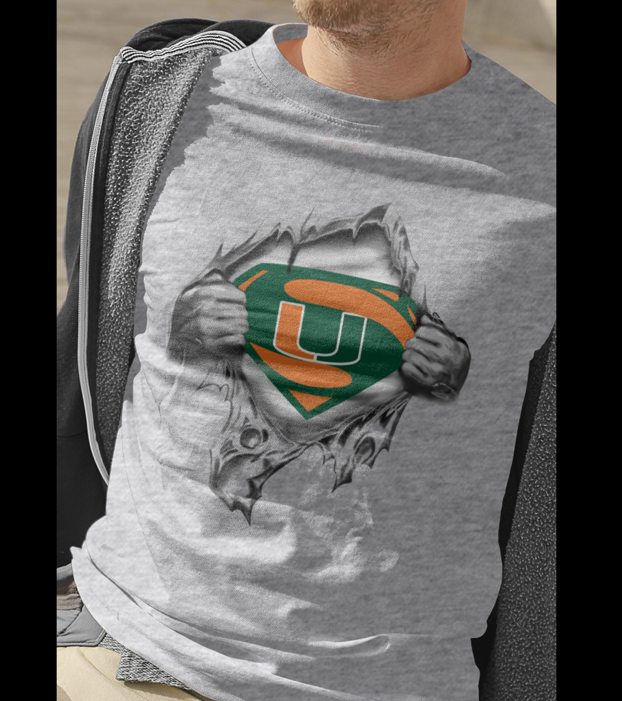 Miami Hurricanes Super U Logo Ripped Chest T-Shirt