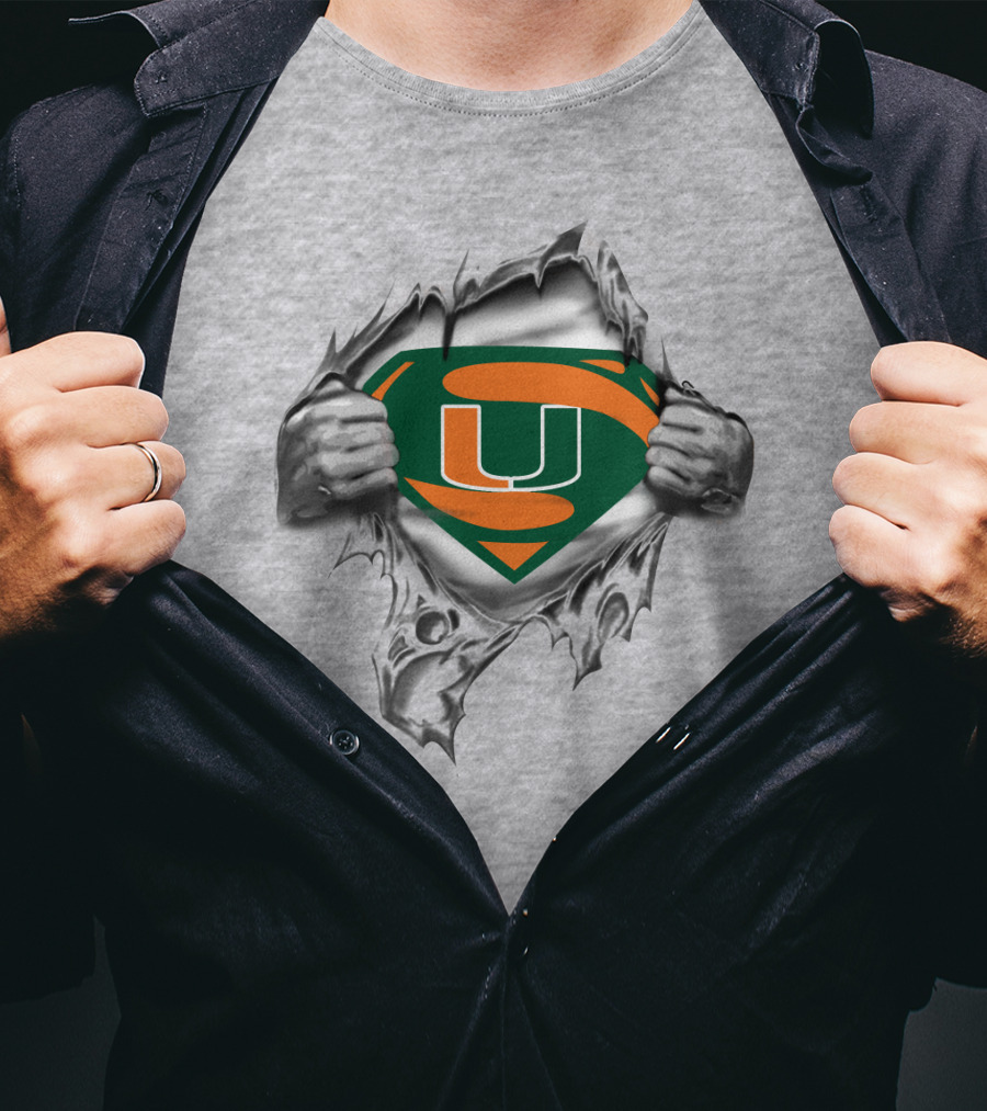 Miami Hurricanes Super U Logo Ripped Chest T-Shirt