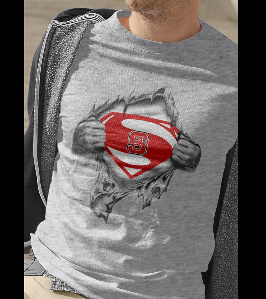 NC State Wolfpack Superman Logo Rip T-Shirt